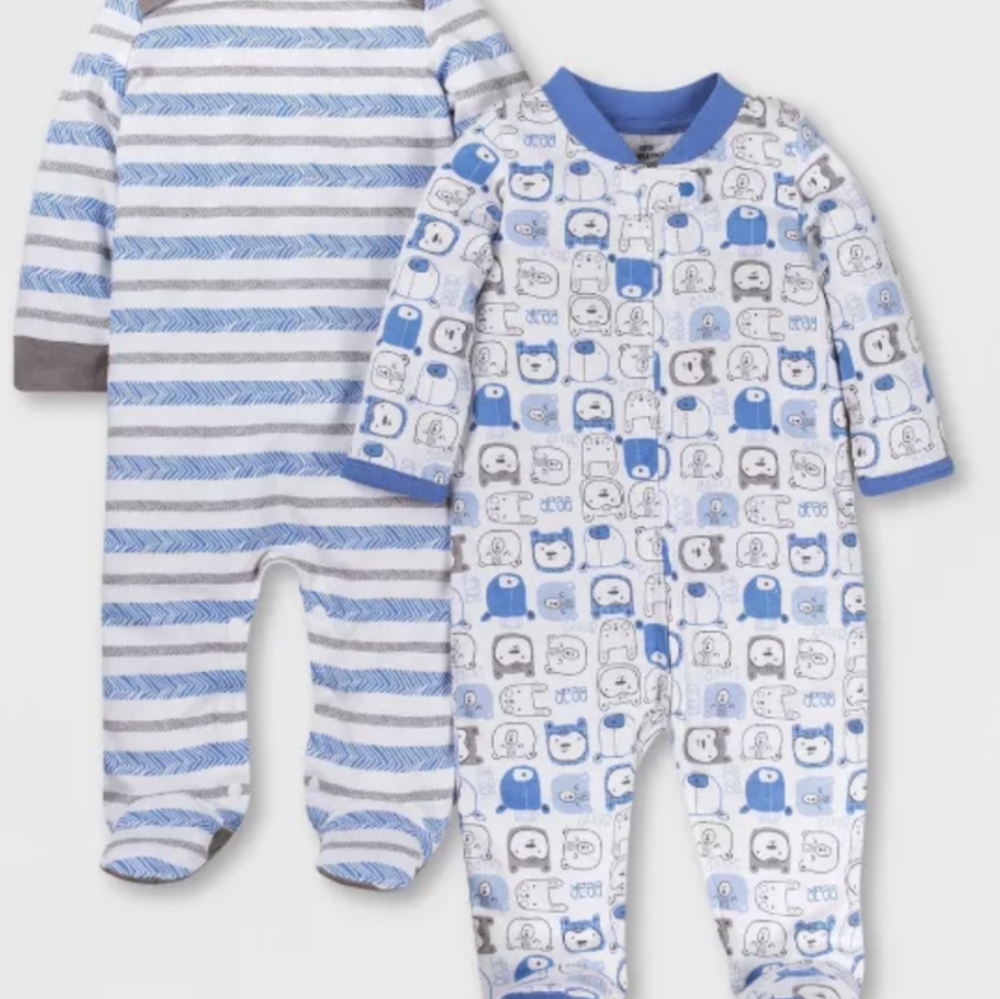 Lamaze Baby Boys' Organic Cotton 2pk Striped Bear